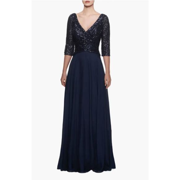 La Femme Gown Dress Chiffon & Sequin Embellished Formal Party Gala Classy Sz 14 - Picture 1 of 12